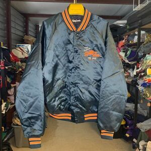 Vintage 1980s University of Illinois Bowling Snap On Satin Jacket Size Large